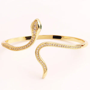 Snake Cuff Bracelet 18K Plated Copper CZ Animal Bangle Punk Style