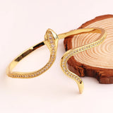 Snake Cuff Bracelet 18K Plated Copper CZ Animal Bangle Punk Style
