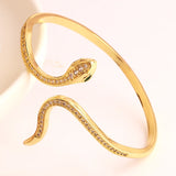 Snake Cuff Bracelet 18K Plated Copper CZ Animal Bangle Punk Style