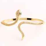 Snake Cuff Bracelet 18K Plated Copper CZ Animal Bangle Punk Style