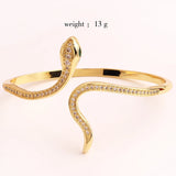 Snake Cuff Bracelet 18K Plated Copper CZ Animal Bangle Punk Style