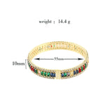 18K Plated Geometric Zircon Rainbow Crystal Cuff Bracelet