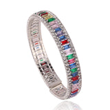 18K Plated Geometric Zircon Rainbow Crystal Cuff Bracelet