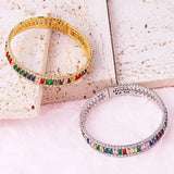 18K Plated Geometric Zircon Rainbow Crystal Cuff Bracelet