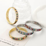 18K Plated Geometric Zircon Rainbow Crystal Cuff Bracelet