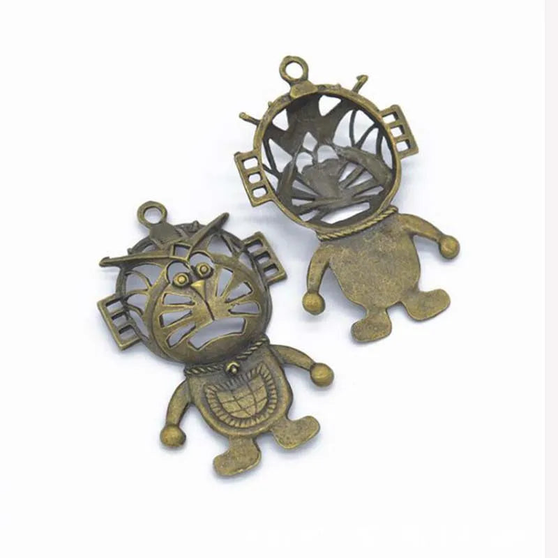 20 Pcs 50mm*31mm Antique Silver/Bronze Plated Doraemon Charms