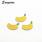 20pcs/Lot Banana Dangle Charms Golden Pendant Lobster Clasp Hanging Charm