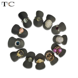 25 Pcs Grey PU Ring Display Stand Jewelry Ring Organizer Holder