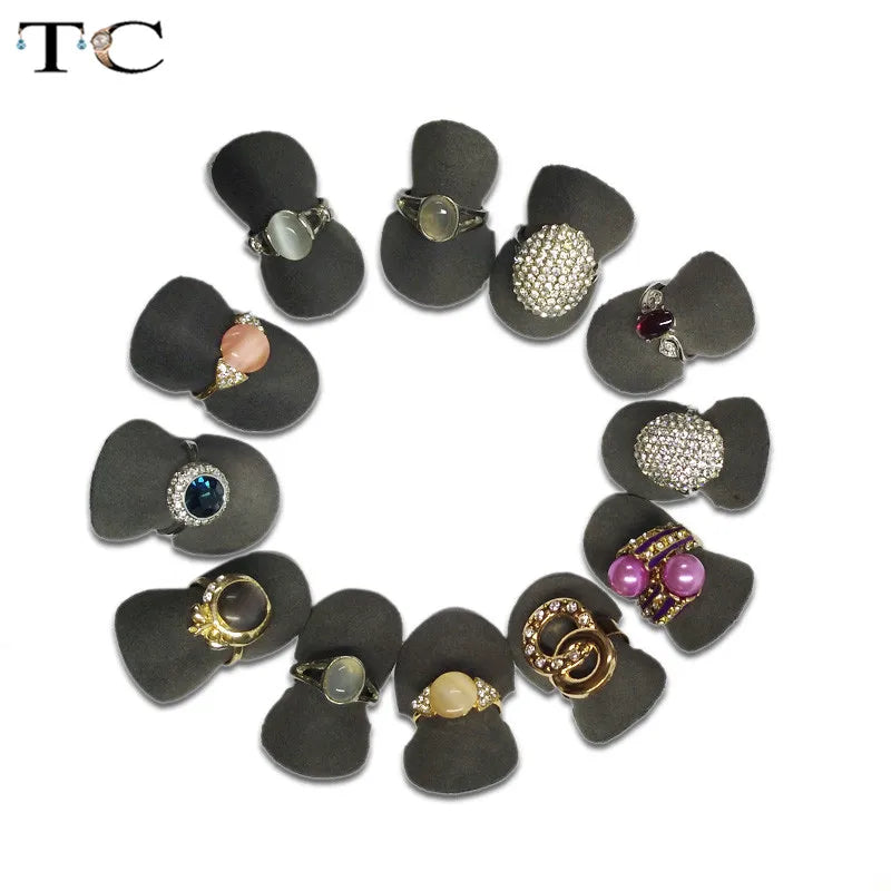 25 Pcs Grey PU Ring Display Stand Jewelry Ring Organizer Holder