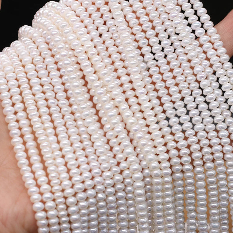 3-4mm Natural Freshwater Pearl Beads Punch Loose Beads for Necklace DIY