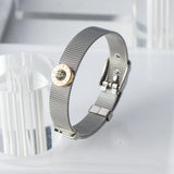 316L Stainless Steel Adjustable Wristband Bracelet with Roman Numbers