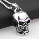 316L Stainless Steel Mens Skull Chain Pendant Necklace