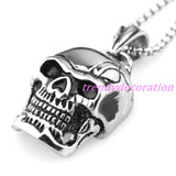 316L Stainless Steel Mens Skull Chain Pendant Necklace