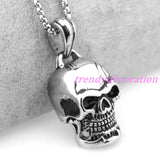 316L Stainless Steel Mens Skull Chain Pendant Necklace