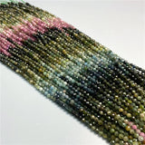 3MM Gradient Round Faceted Beads Tourmaline Fluorite Opal Stones