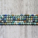 3mm Natural Chrysocolla Fynchenite Round Beads