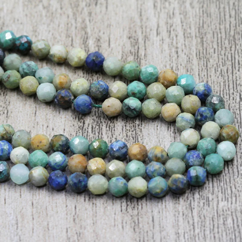 3mm Natural Chrysocolla Fynchenite Round Beads