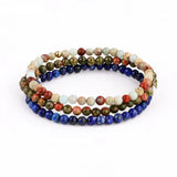 3pc/set Small 4mm Natural Stone Beaded Bracelet Set Women