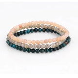3pc/set Small 4mm Natural Stone Beaded Bracelet Set Women