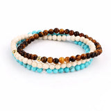 3pc/set Small 4mm Natural Stone Beaded Bracelet Set Women