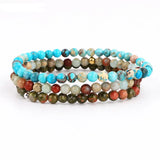 3pc/set Small 4mm Natural Stone Beaded Bracelet Set Women