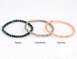 3pc/set Small 4mm Natural Stone Beaded Bracelet Set Women