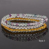 3pc/set Small 4mm Natural Stone Beaded Bracelet Set Women