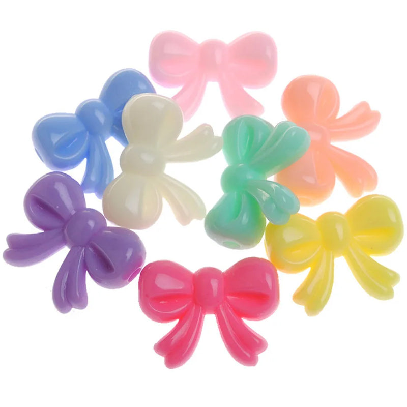 450pcs/Lot Acrylic Ribbon Knot Bow Beads Solid Pastel Colors 20*15MM
