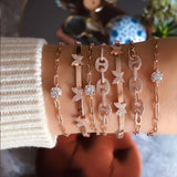 4MM Herringbone Chain CZ Paved Butterfly Charm Chain Bracelet