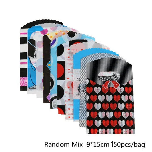 5 Sizes Mixed Small/Medium Plastic Gift Pouches DIY Wedding Jewelry Bags