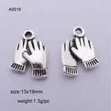 50 Pcs/Lot 13x19mm Antique Silver Gloves Charms