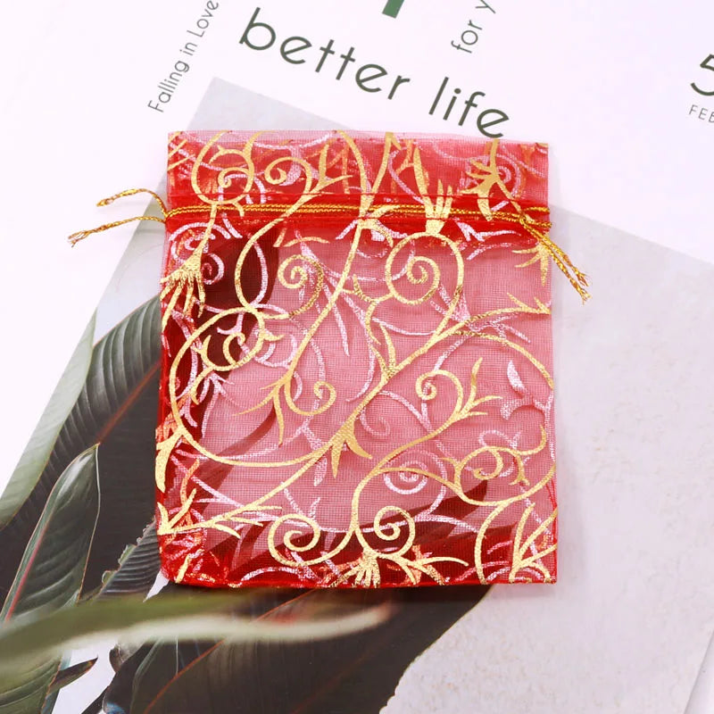 50Pcs 9x12cm Star Snowflake Pattern Jewelry Packaging Bags