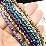 5x6mm Skull Head Strand Beads Rainbow Titanium Plating 5pcs