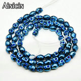 5x6mm Skull Head Strand Beads Rainbow Titanium Plating 5pcs