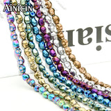 5x6mm Skull Head Strand Beads Rainbow Titanium Plating 5pcs