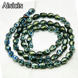 5x6mm Skull Head Strand Beads Rainbow Titanium Plating 5pcs
