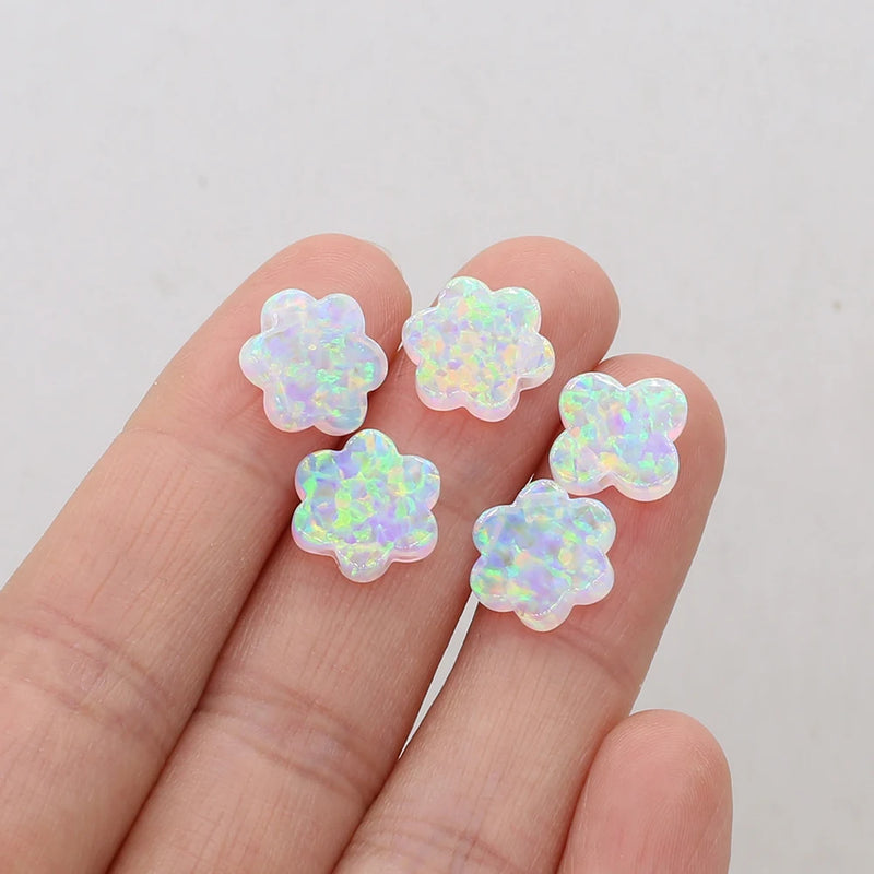 Synthetic Opal Flower/Clover Shape Fire Opal Stone for DIY Jewelry 2pcs