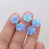 Synthetic Opal Flower/Clover Shape Fire Opal Stone for DIY Jewelry 2pcs