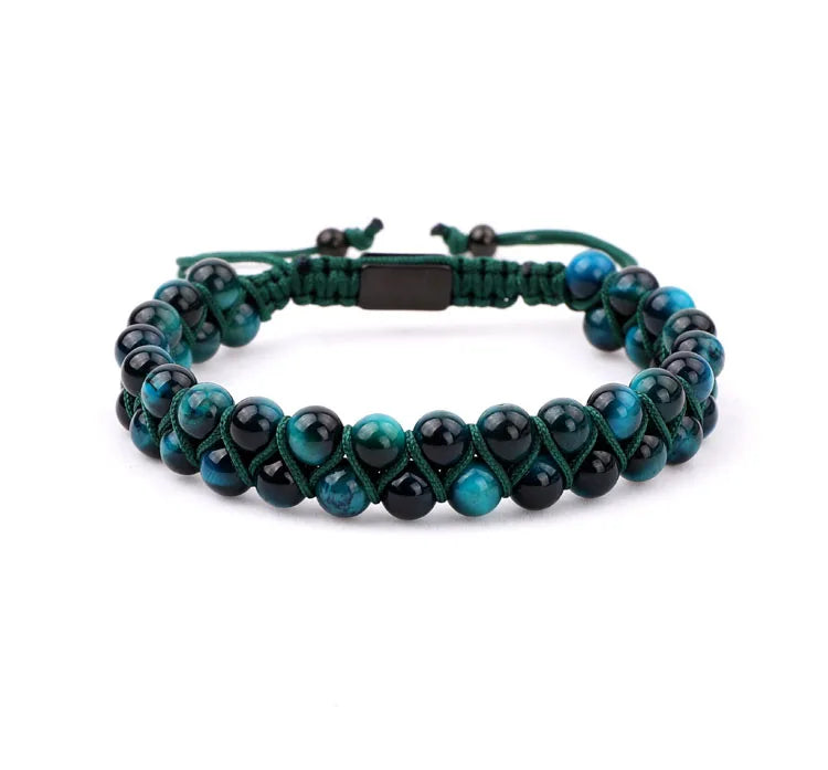6mm Tiger Eye Stone Beads Double Layer Bracelet