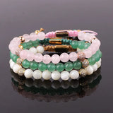 6mm Natural Stone Macrame Bracelet with CZ Pave Ball
