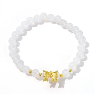 Natural Agates Stone Bracelet Elasticity Jewelry Smooth Round Beads