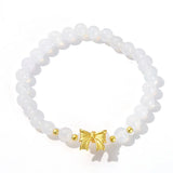 Natural Agates Stone Bracelet Elasticity Jewelry Smooth Round Beads