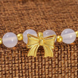 Natural Agates Stone Bracelet Elasticity Jewelry Smooth Round Beads