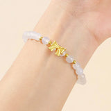 Natural Agates Stone Bracelet Elasticity Jewelry Smooth Round Beads