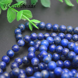 Natural Lapis 6mm Round Beads Necklace with Silver Clasp
