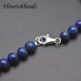 Natural Lapis 6mm Round Beads Necklace with Silver Clasp