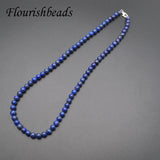 Natural Lapis 6mm Round Beads Necklace with Silver Clasp