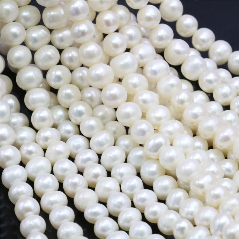 Natural Round Pearl Loose Beads 7-8mm Women's DIY Jewelry