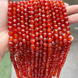 High 7A Natural Red Agate Diamond Shape Faceted Beads Loose Spacer - Pick Size