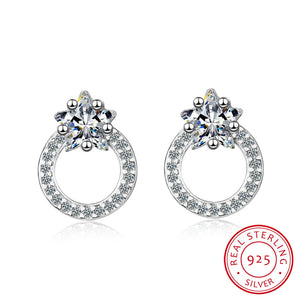 7mm Round CZ Stud Earring 925 Silver Sterling Fine Jewelry Brincos